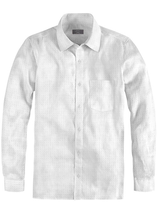 White Self Square Shirt - Full Sleeves - Click Image to Close