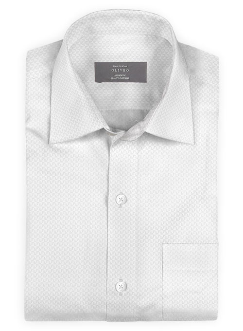 White Self Tile Shirt - Full Sleeves