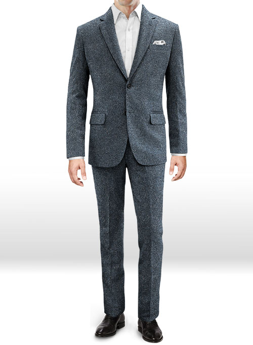 Arc Blue Herringbone Flecks Donegal Tweed Suit - Click Image to Close