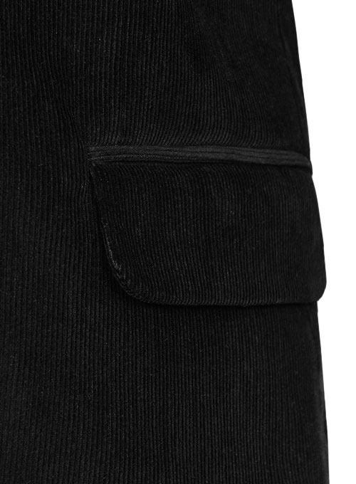 Black Corduroy Leather Patch Jacket