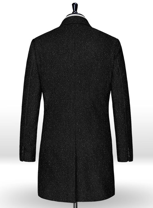 Black Flecks Donegal Tweed Overcoat