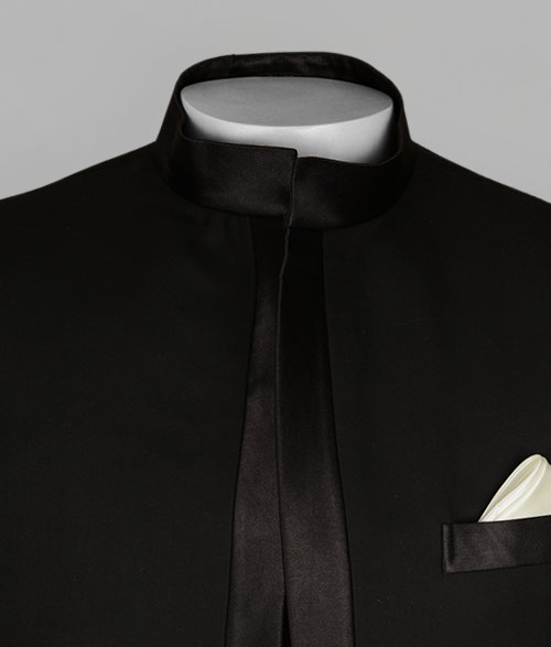 Black Terry Rayon Nehru Tuxedo Jacket