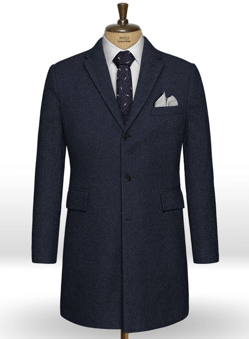 Blue Heavy Tweed Overcoat