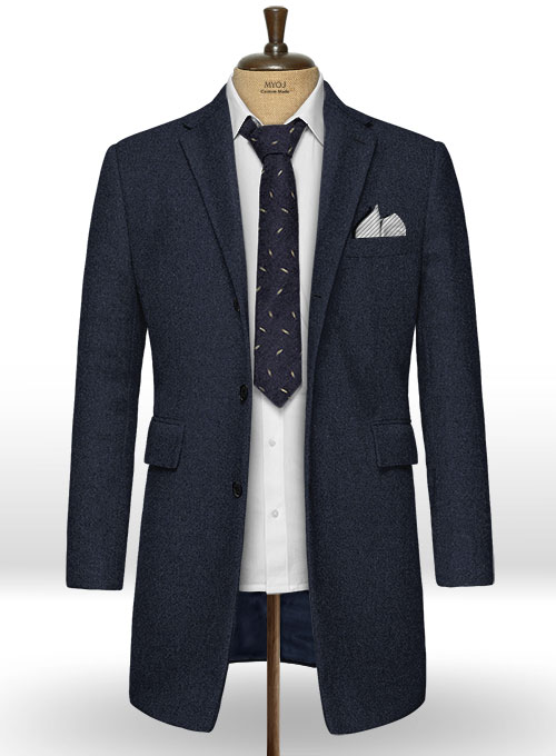 Blue Heavy Tweed Overcoat