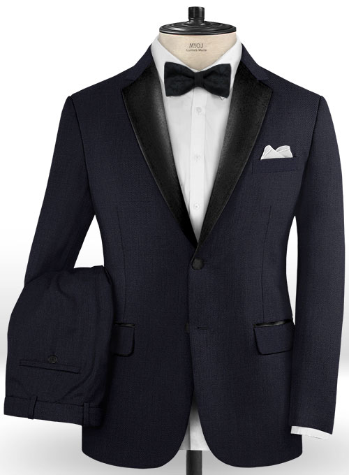 Blue Merino Wool Tuxedo Suit