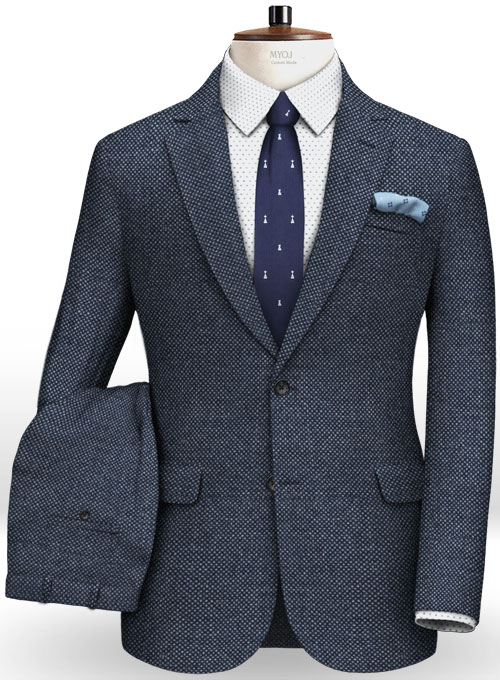 Blue Honey Comb Tweed Suit