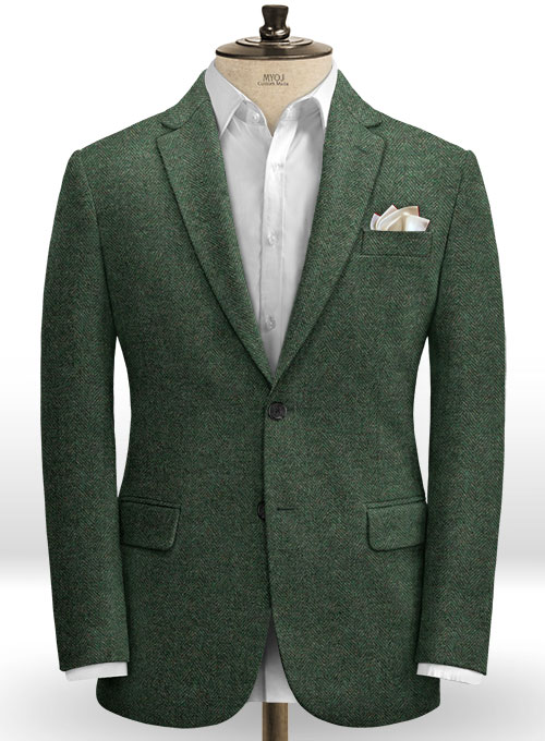 Bottle Green Herringbone Tweed Suit