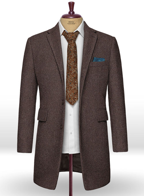 Brown Heavy Tweed Overcoat - Click Image to Close