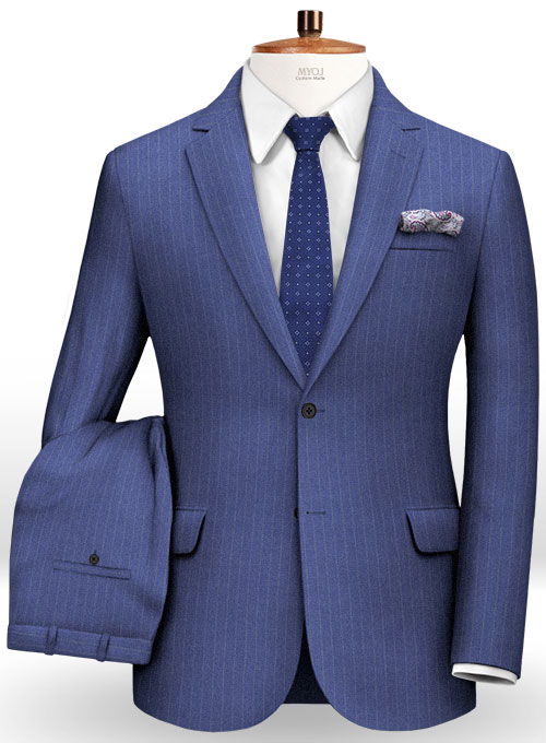 Chalkstripe Wool Royal Blue Suit