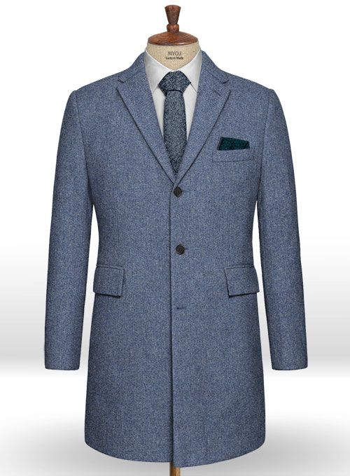 Classic Blue Denim Tweed Overcoat