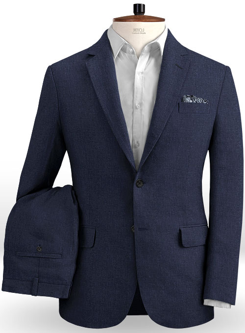 Dark Blue Pure Linen Suit