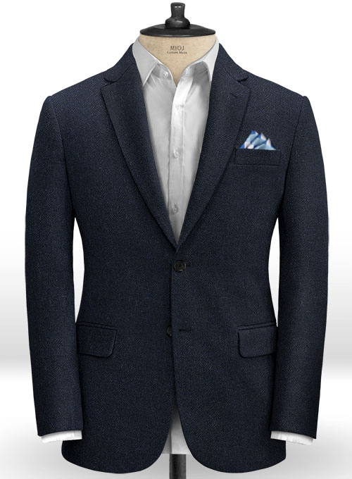 Deep Blue Herringbone Tweed Suit - Click Image to Close