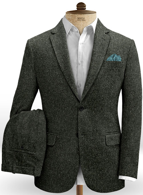 Dark Olive Flecks Donegal Tweed Suit