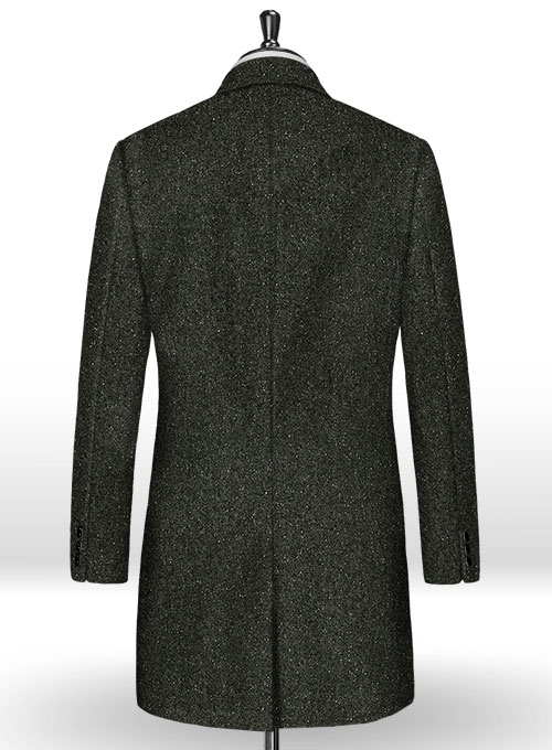 Dark Olive Flecks Donegal Tweed Overcoat