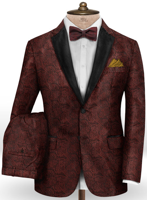 Enar Wine Wool Tuxedo Suit