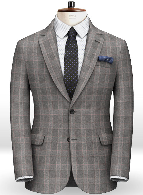 Gray Mont Checks Flannel Wool Suit - Click Image to Close