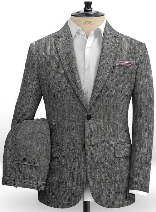 Harris Tweed Gray Stripe Suit