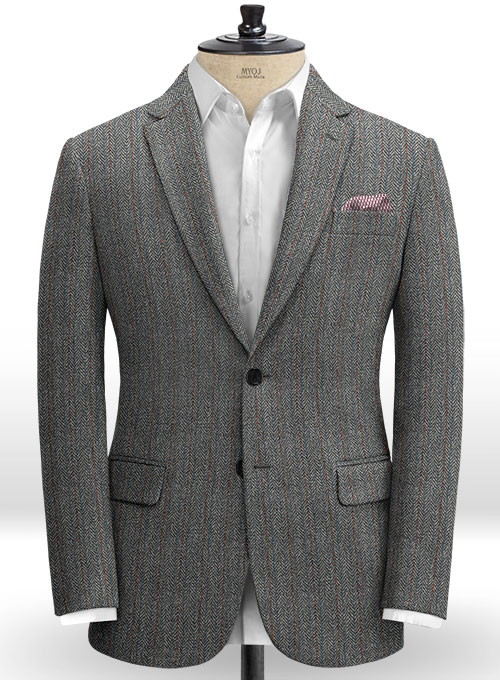 Harris Tweed Gray Stripe Suit - Click Image to Close