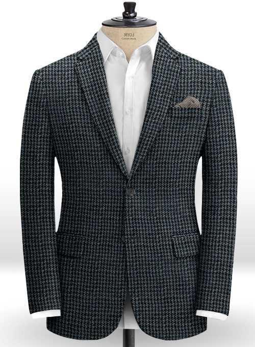 Harris Tweed Houndstooth Blue Suit - Click Image to Close