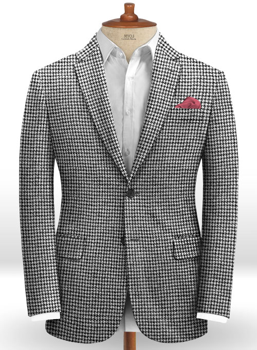 Harris Tweed Houndstooth Light Gray Suit - Click Image to Close