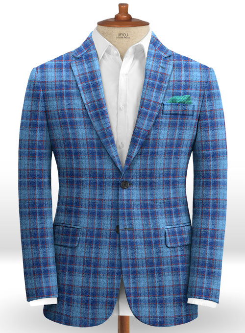 Harris Tweed Tartan Blue Suit - Click Image to Close