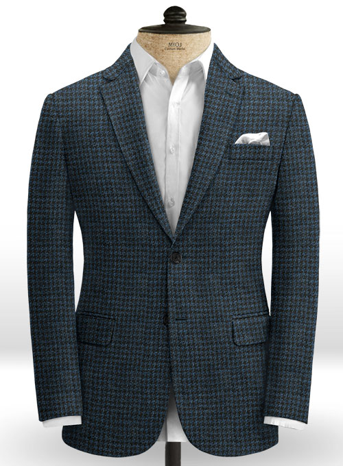 Harris Tweed Houndstooth Isle Blue Suit - Click Image to Close
