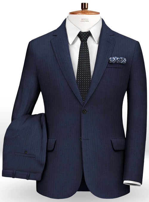 Herringbone Wool Royal Blue Suit