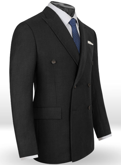 Huddersfield Dk Charcoal Pure Wool Double Breasted Blazer - Click Image to Close