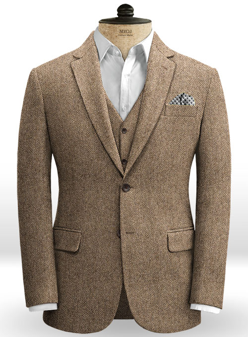 Irish Brown Herringbone Tweed Suit - Click Image to Close