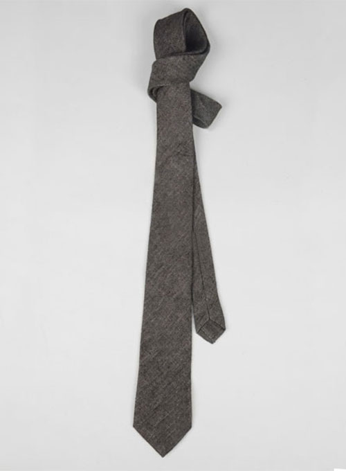 Italian Linen Tie - Carbon Black Herringbone - Click Image to Close
