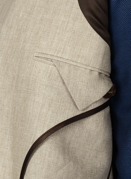 Italian Casa Beige Unstructured Linen Jacket - Click Image to Close