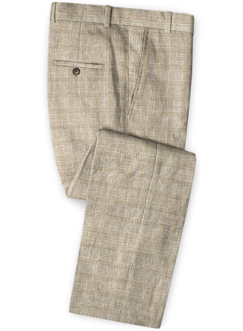 Italian Beige Glen Linen Suit - Click Image to Close