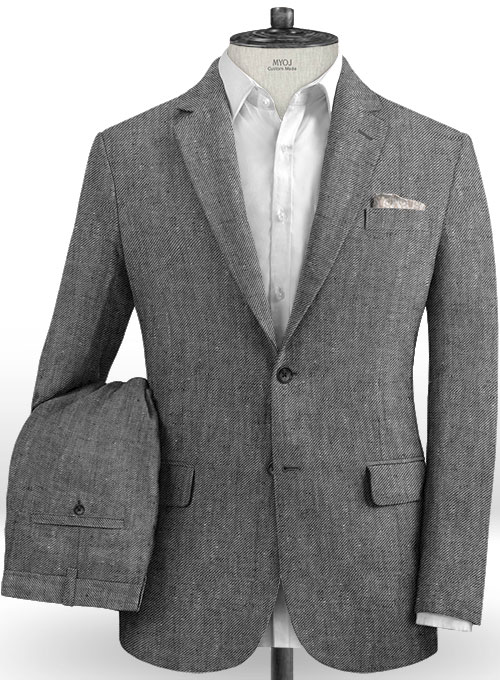 Italian Carbon Black Twill Linen Suit