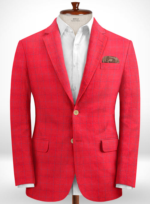 Italian Linen Cinde Red Suit - Click Image to Close