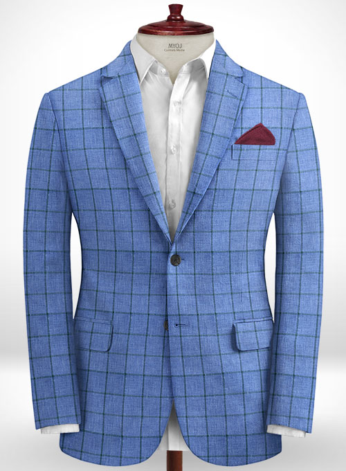 Italian Linen Lapis Blue Suit - Click Image to Close