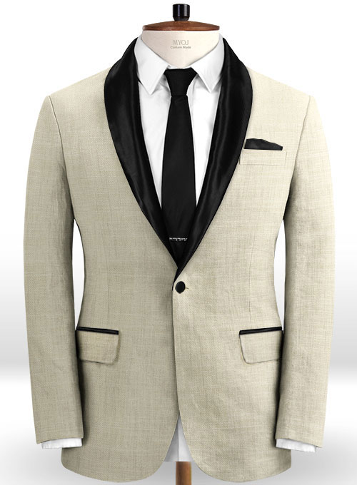 Italian Prima Beige Linen Tuxedo Suit - Click Image to Close
