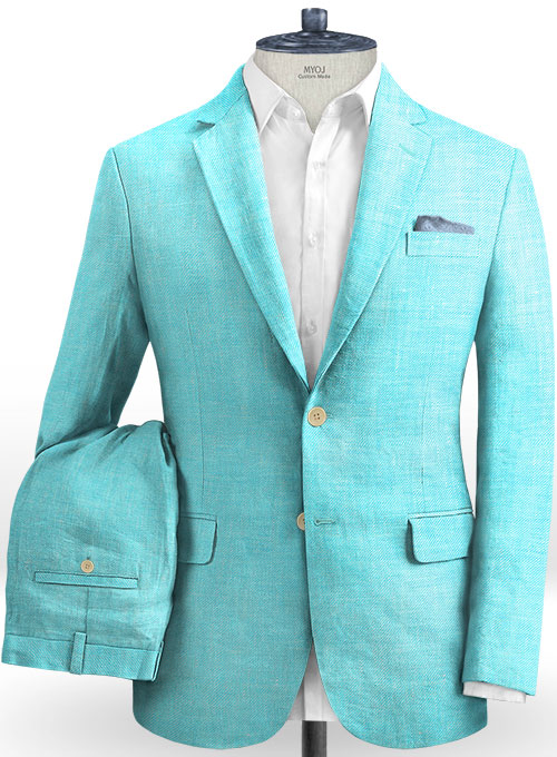 Italian Spring Blue Linen Suit