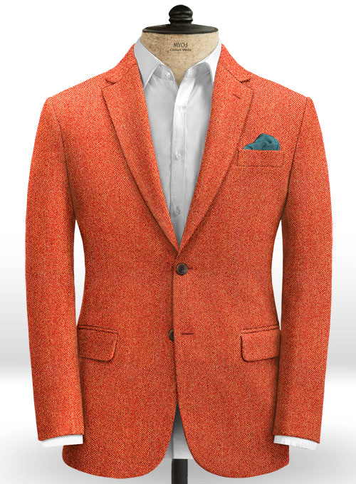 Italian Wide Herringbone Fire Tweed Suit - Click Image to Close