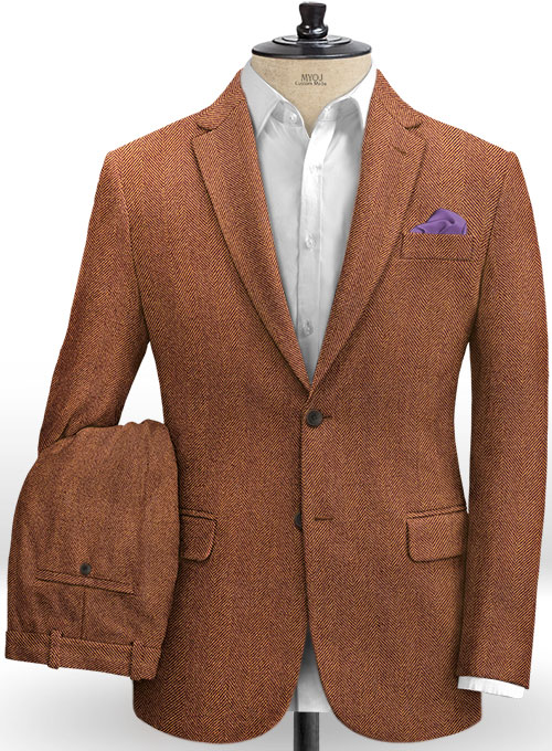 Italian Wide Herringbone Russet Tweed Suit