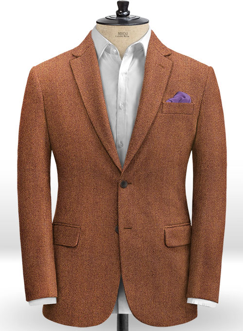 Italian Wide Herringbone Russet Tweed Suit - Click Image to Close