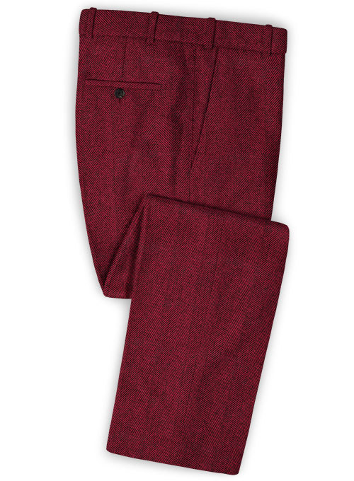 Italian Wide Herringbone Wine Tweed Suit - Click Image to Close