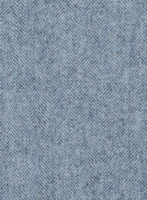 Light Blue Herringbone Tweed Overcoat