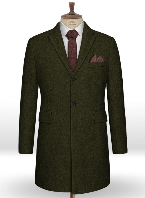 Light Weight Dark Green Tweed Overcoat