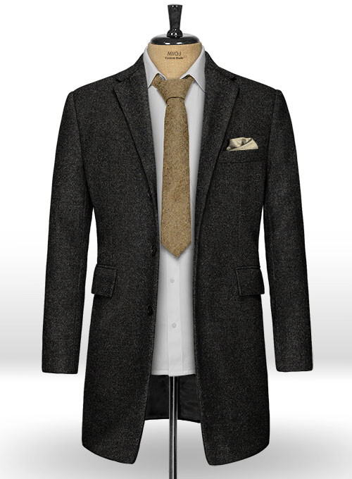 Light Weight Hamburg Charcoal Tweed Overcoat