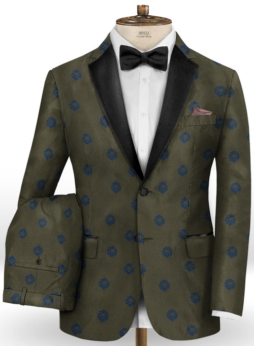 Lion Olive Wool Tuxedo Suit