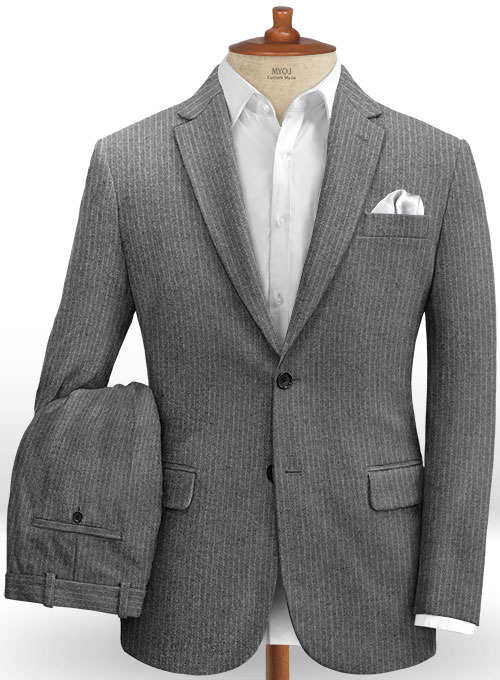 Light Weight Gray Stripe Tweed Suit