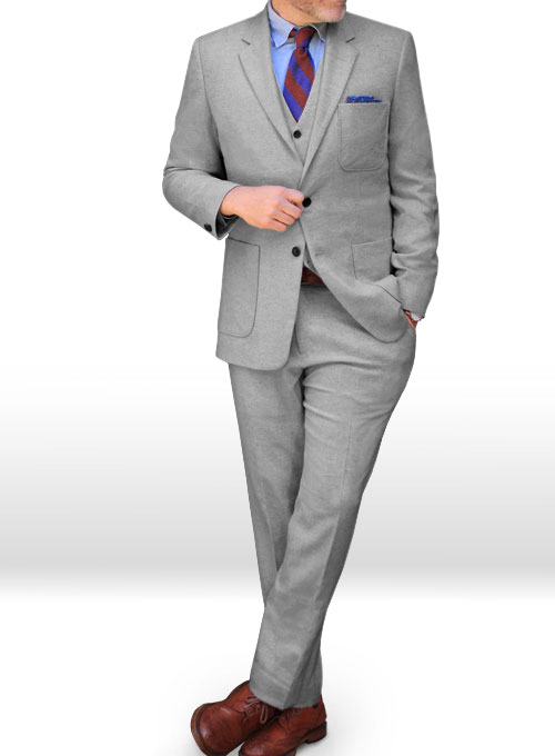 Light Weight Light Gray Tweed Suit - Click Image to Close