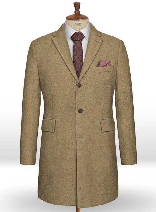 Light Weight Melange Brown Tweed Overcoat