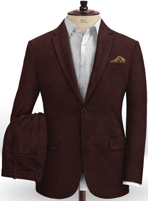 Light Weight Melange Wine Tweed Suit