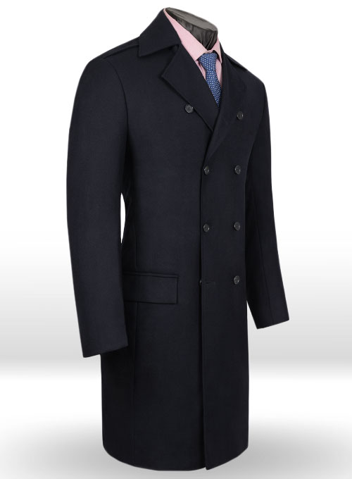 Light Weight Navy Couture Tweed GQ Trench Coat - Click Image to Close